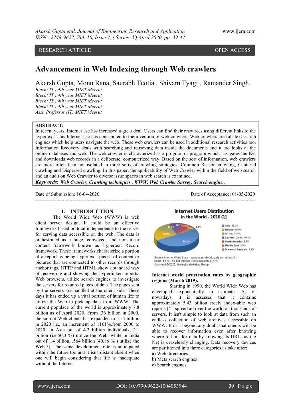 Advancement in Web Indexing Through Web Crawlers