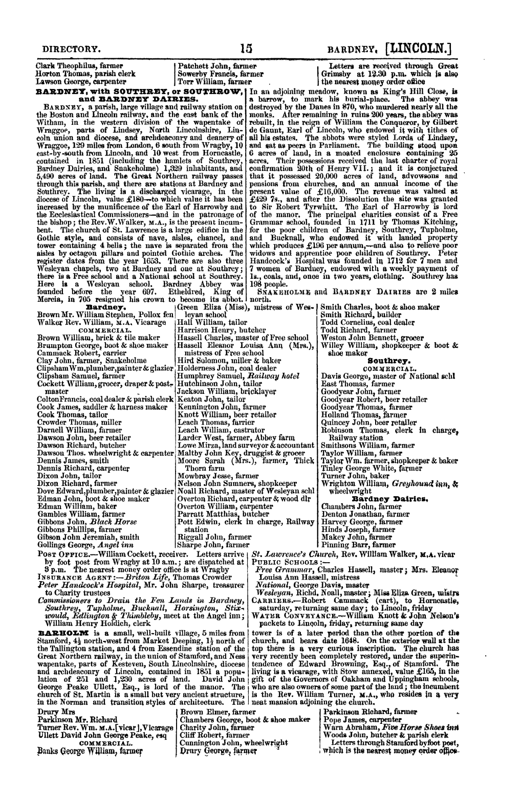 LINCOLN.] Clark Theophilus, Farmer Patchett John, Farmer Letters Are Received Through Great Hol'ton Thomas, Parish Clerk Sowerby F:Rancis, Farmer Grimsby at 1~.30 P.M