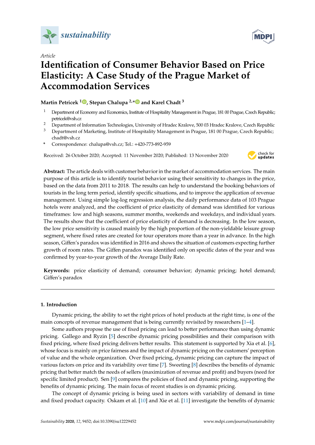 Identification of Consumer Behavior Based on Price Elasticity