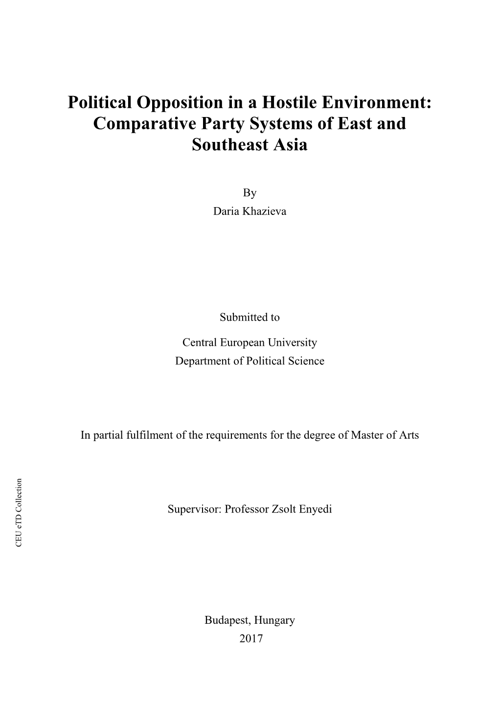 Comparative Party Systems of East and Southeast Asia