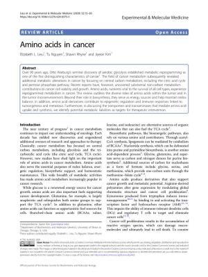Amino Acids in Cancer Elizabeth L