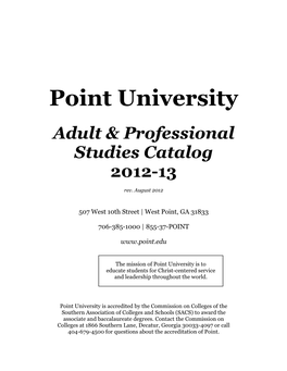 Adult & Professional Studies Catalog 2012-13