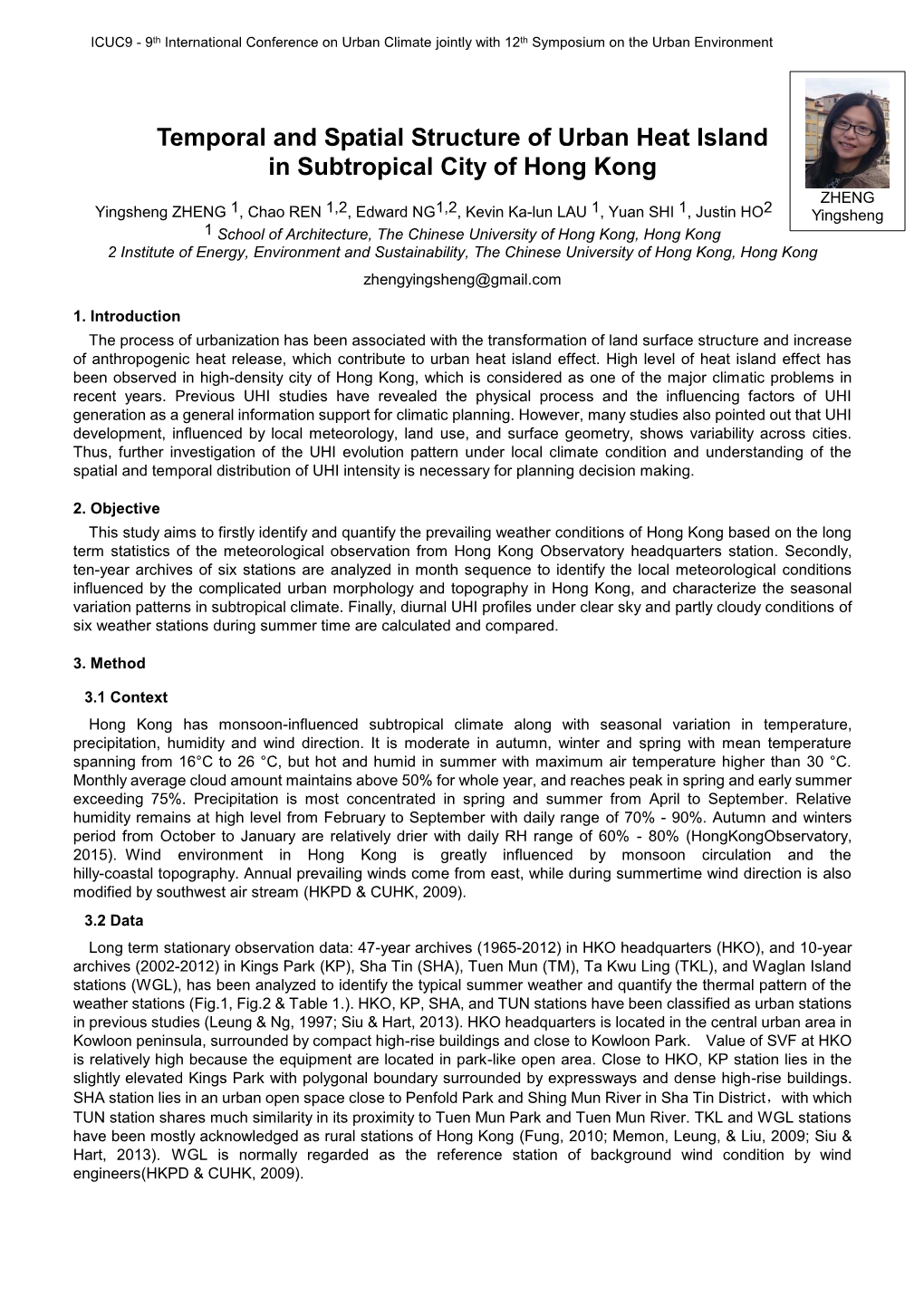 Temporal and Spatial Structure of Urban Heat Island in Subtropical City of Hong Kong