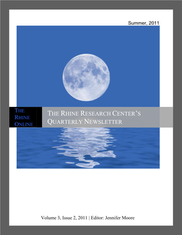 Rhine Research Center Newsletter