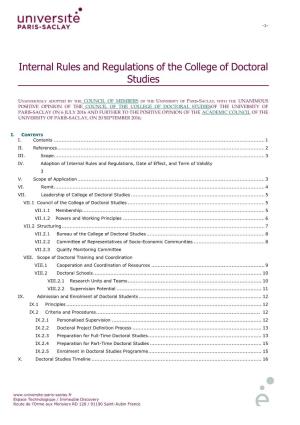 Internal Rules and Regulations of the College of Doctoral Studies