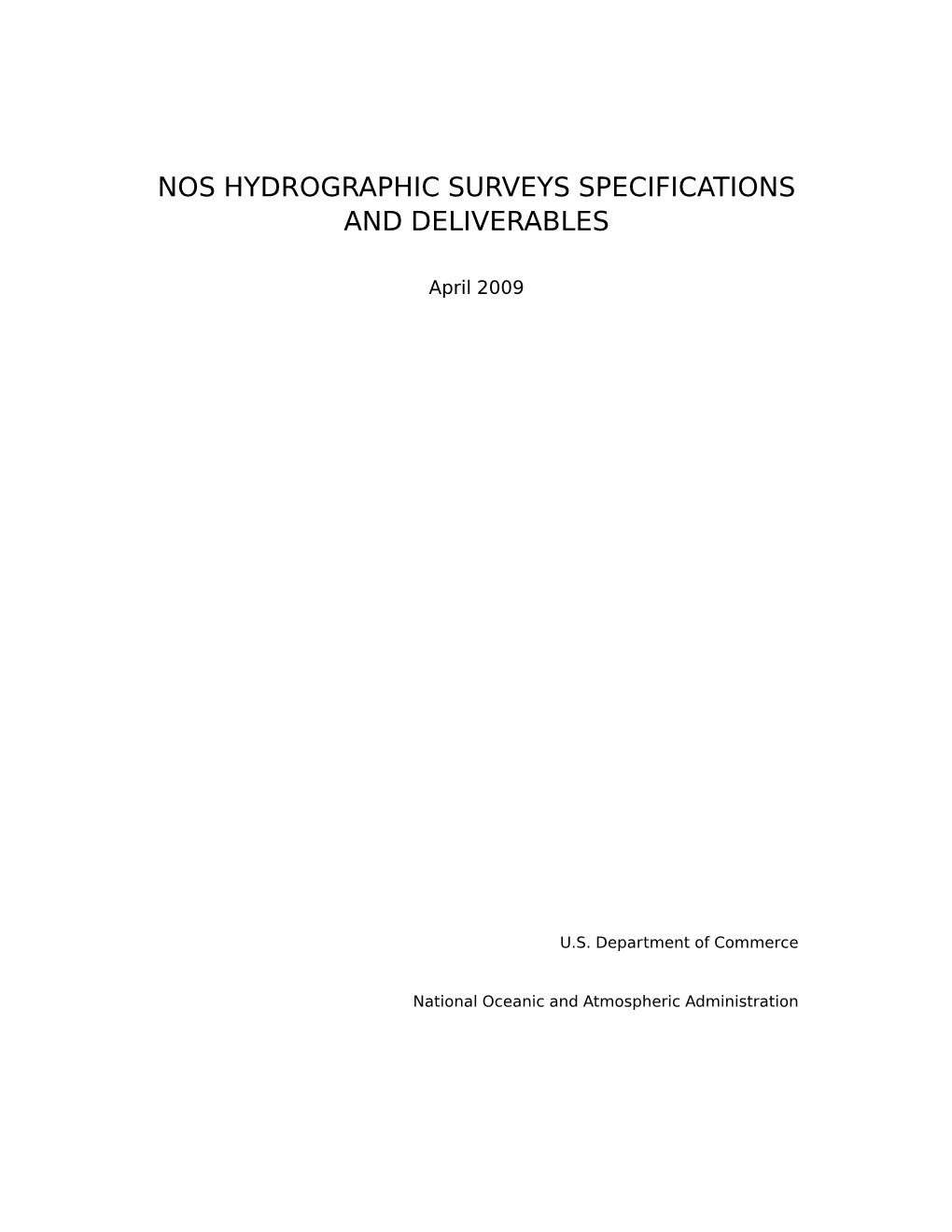 Nos Hydrographic Surveys Specifications and Deliverables