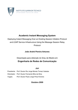 Academic Instant Messaging System Engenharia De Redes De