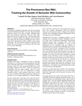The Provenance Bee Wiki: Tracking the Growth of Semantic Wiki