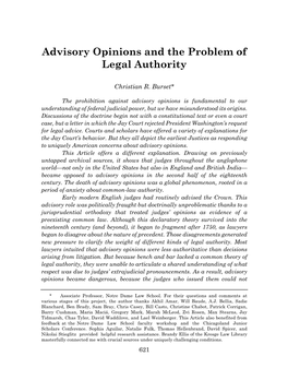 Advisory Opinions and the Problem of Legal Authority