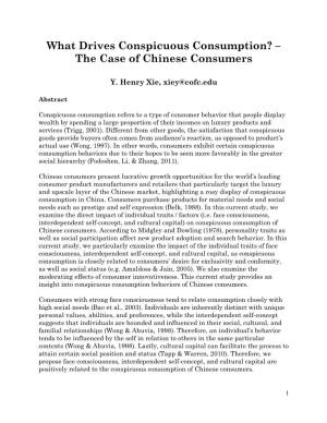 What Drives Conspicuous Consumption? – the Case of Chinese Consumers