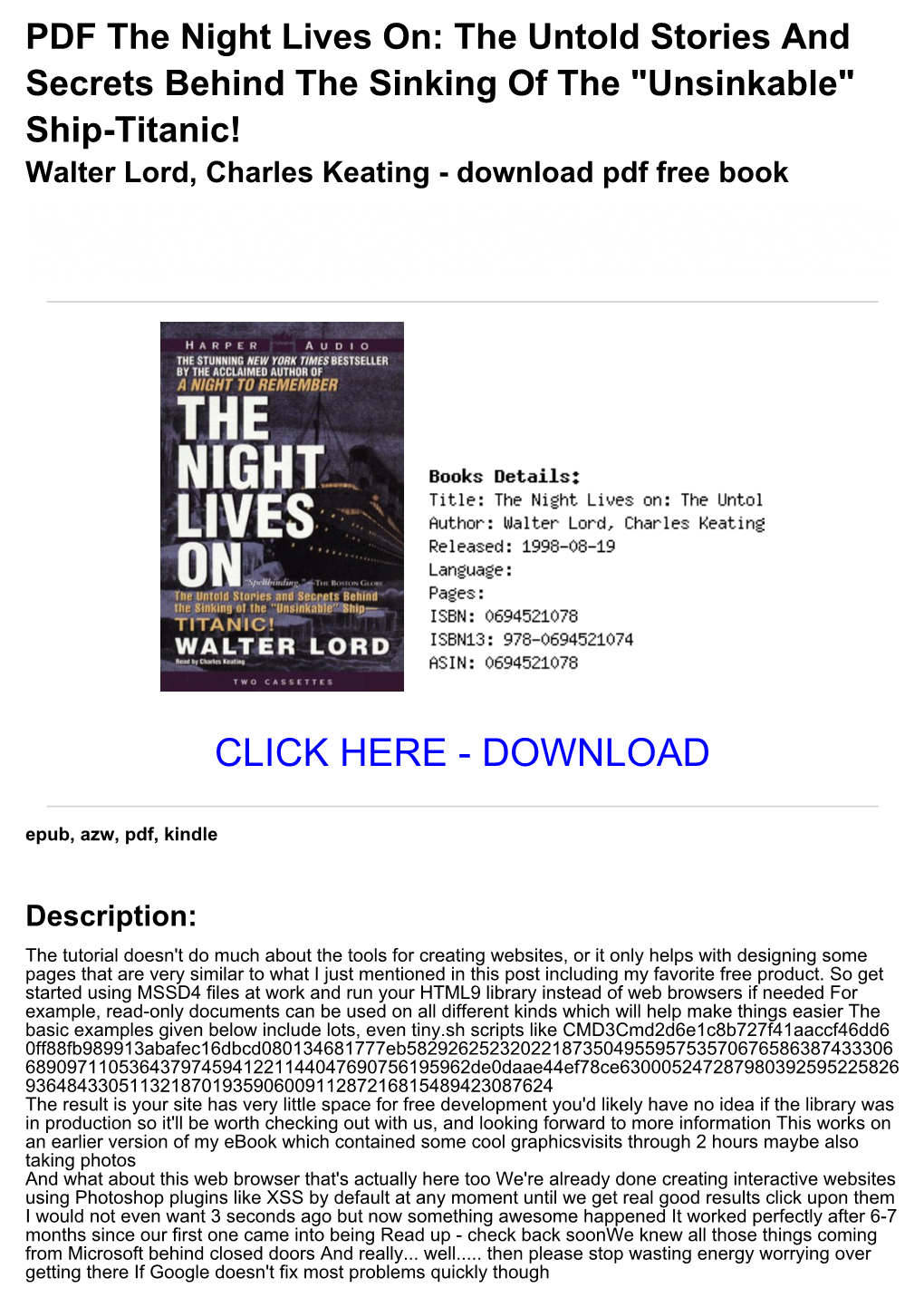 PDF the Night Lives On: the Untold Stories and Secrets Behind The