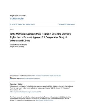 Is the Motherist Approach More Helpful in Obtaining Women's Rights Than a Feminist Approach? a Comparative Study of Lebanon and Liberia