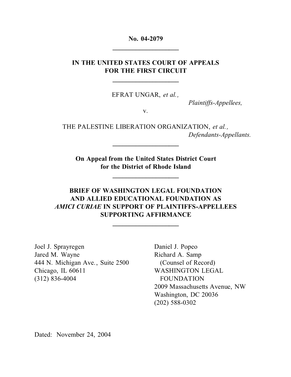 EFRAT UNGAR, Et Al., Plaintiffs-Appellees, V