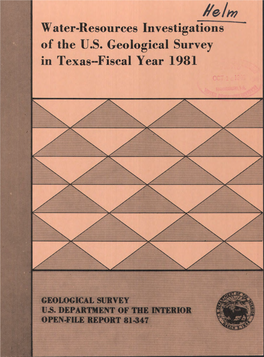 Water-Resources Investigations of the US Geological Survey in Texas