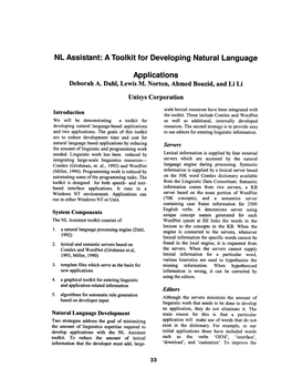 NL Assistant: a Toolkit for Developing Natural Language: Applications