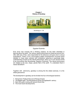 Chapter 1 History of Geodesy Stonehenge in UK Egyptian