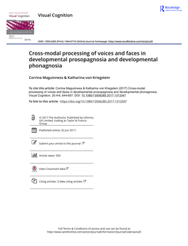 Cross-Modal Processing of Voices and Faces in Developmental Prosopagnosia and Developmental Phonagnosia