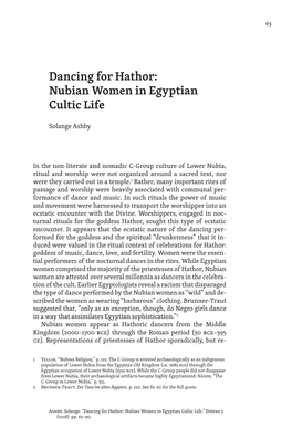 Nubian Women in Egyptian Cultic Life