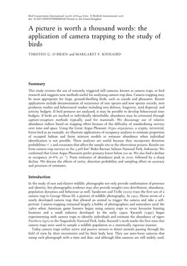 The Application of Camera Trapping to the Study of Birds