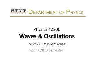 Lecture 26 – Propagation of Light Spring 2013 Semester Matthew Jones Midterm Exam