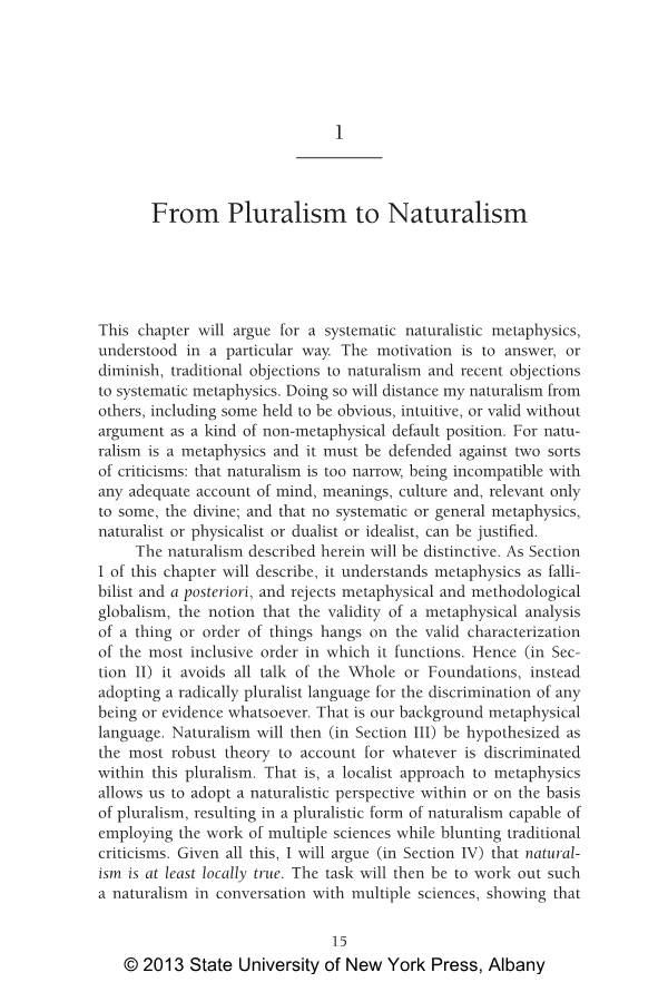 From Pluralism to Naturalism