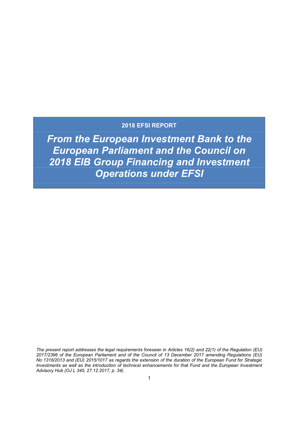 2018 Report to the European Parliament and the Council On