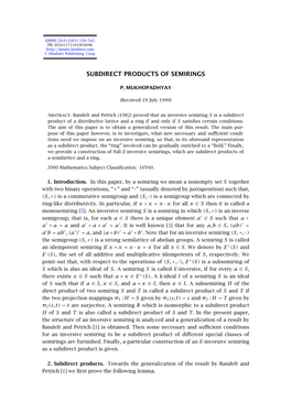 Subdirect Products of Semirings