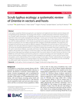 Scrub Typhus Ecology: a Systematic Review of Orientia in Vectors and Hosts Ivo Elliott1,2* , Isabelle Pearson1, Prabin Dahal2,3,4, Nigel V