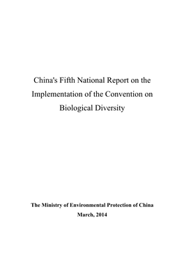 China's Fifth National Report on the Implementation of the Convention on Biological Diversity