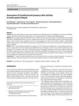 Assessment of Coxiella Burnetii Presence After Tick Bite in North‑Eastern Poland