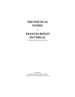 The Poetical Works Frances Ridley Havergal