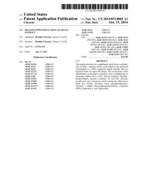 (12) Patent Application Publication (10) Pub. No.: US 2014/0314884 A1 Cheyene (43) Pub