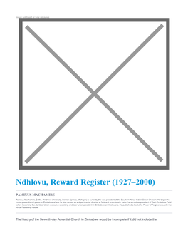 Ndhlovu, Reward Register (1927–2000)