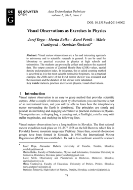Visual Observations As Exercises in Physics