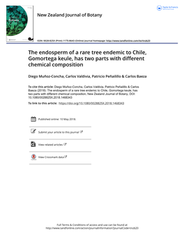 The Endosperm of a Rare Tree Endemic to Chile, Gomortega Keule, Has Two Parts with Different Chemical Composition