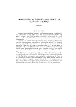 Introductions to Symmetric Polynomials and Symmetric Functions