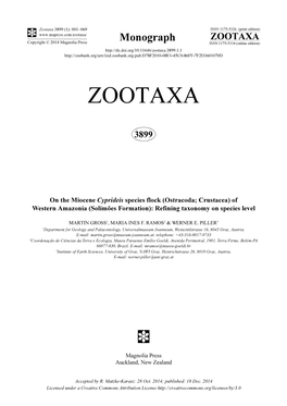 On the Miocene Cyprideis Species Flock (Ostracoda; Crustacea) of Western Amazonia (Solimões Formation): Refining Taxonomy on Species Level