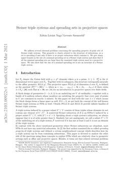 Steiner Triple Systems and Spreading Sets in Projective Spaces