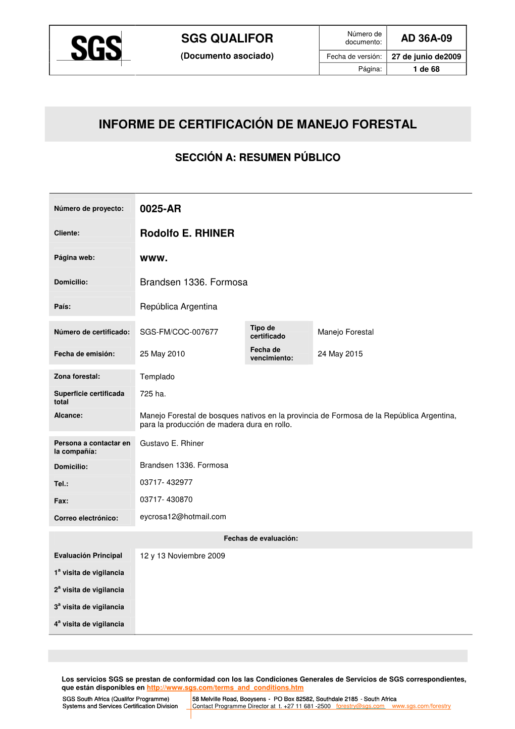 Sgs Qualifor Informe De Certificación De Manejo