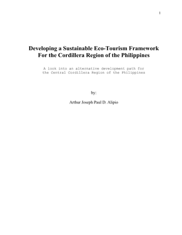 Developing a Sustainable Eco-Tourism Framework for the Cordillera Region of the Philippines