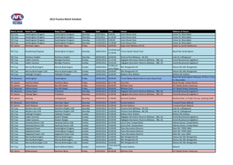 2012 Practice Match Schedule