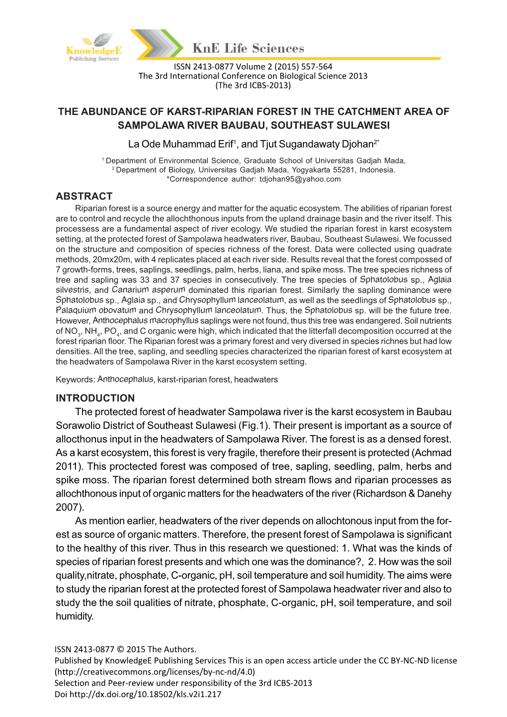 The Abundance of Karst-Riparian Forest in The