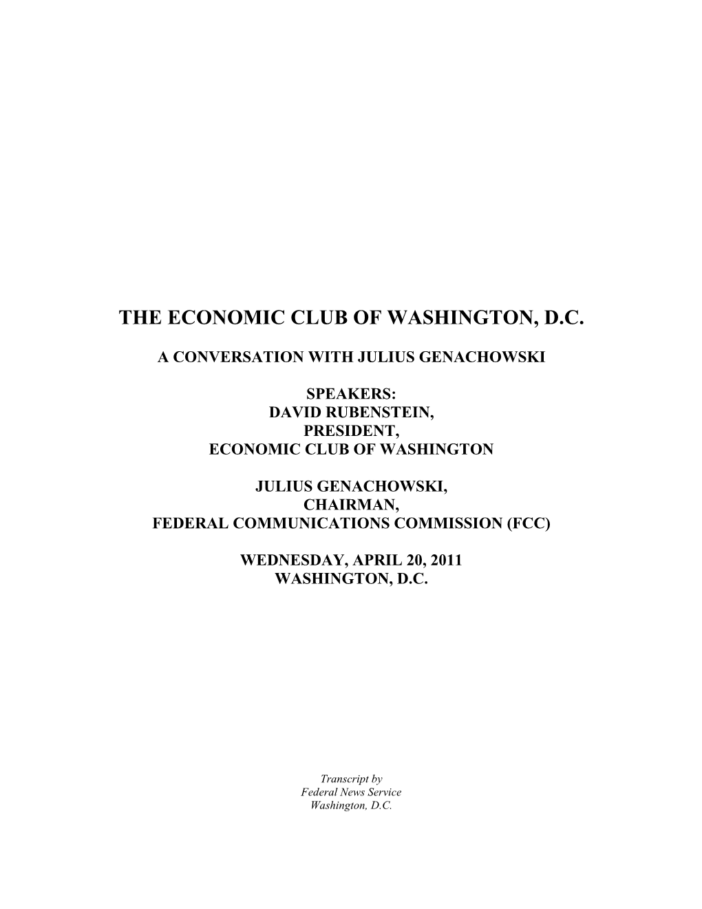The Economic Club of Washington, D.C