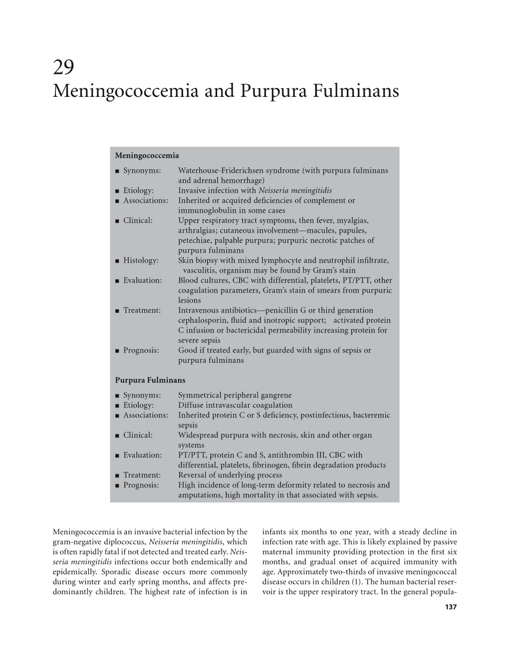 Meningococcemia and Purpura Fulminans