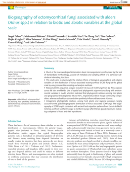 Alnus Spp.) in Relation to Biotic and Abiotic Variables at the Global Scale