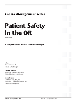 Patient Safety in the OR 5Th Edition