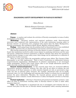 Diagnosing Safety Development in Pasvalys District