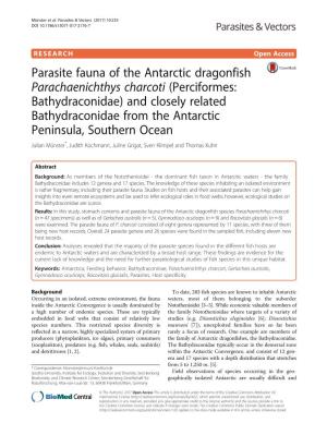 Parasite Fauna of the Antarctic Dragonfish Parachaenichthys Charcoti