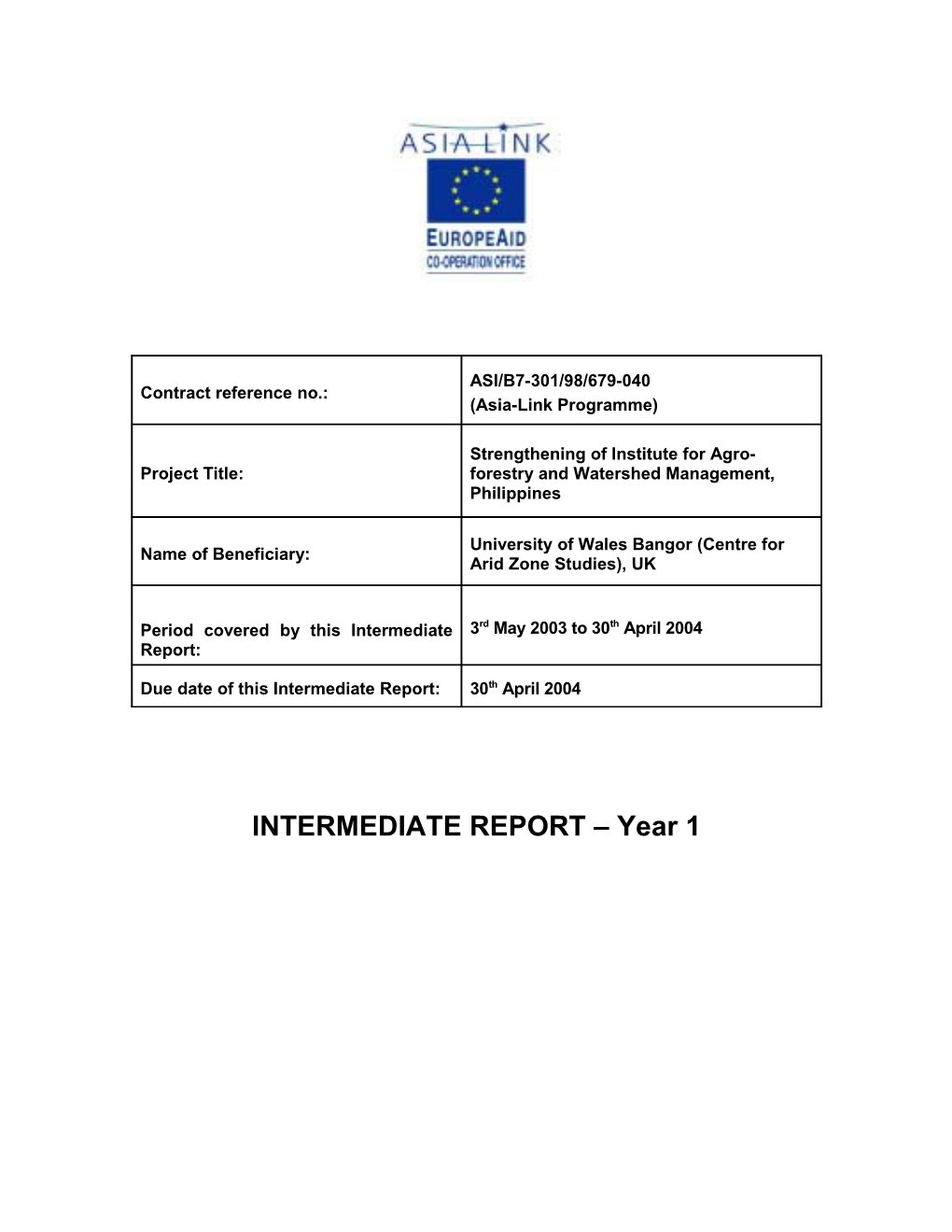 INTERMEDIATE REPORT Year 1