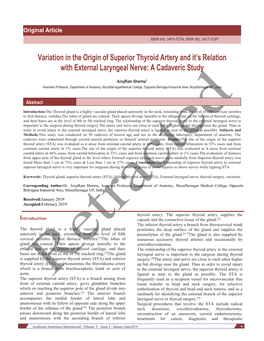Variation in the Origin of Superior Thyroid Artery and It's Relation With